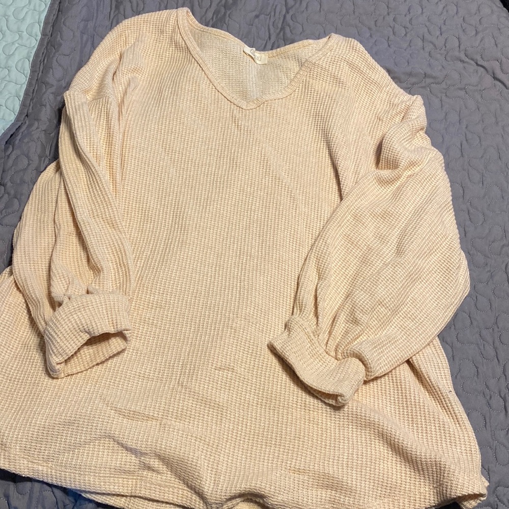 Be Stage 2xl ivory waffle knit shirt